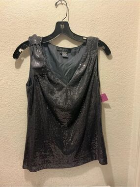 NWT Etcetera  Sequin Drape Neck Sleeveless Top size 8